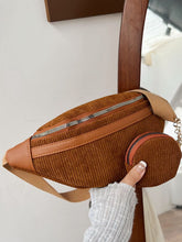 Load image into Gallery viewer, Corduroy Adjustable Strap Crossbody Bag with Pouch