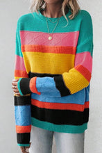 Load image into Gallery viewer, Contrast Round Neck Dropped Shoulder Sweater