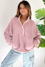 Load image into Gallery viewer, Half Snap Long Sleeve Sweatshirt with Side Slit Pockets