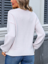 Load image into Gallery viewer, Bow Graphic Round Neck Long Sleeve Sweater