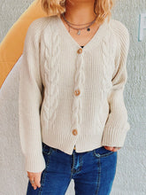 Load image into Gallery viewer, Cable-Knit V-Neck Button Down Long Sleeve Cardigan
