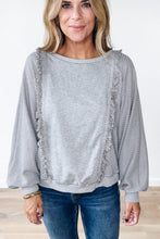 Load image into Gallery viewer, Raw Hem Round Neck Long Sleeve Sweatshirt