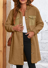 Load image into Gallery viewer, Collared Neck Long Sleeve Longline Teddy Jacket