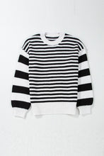 Load image into Gallery viewer, Striped Round Neck Long Sleeve Sweater