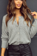 Load image into Gallery viewer, Openwork Button Down Long Sleeve Cardigan