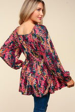 Load image into Gallery viewer, Haptics Full Size Peplum Floral Square Neck Blouse