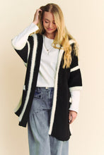 Load image into Gallery viewer, Davi &amp; Dani Fuzzy Trim Open Front Loose Fit Cardigan
