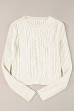 Load image into Gallery viewer, Cable-Knit Round Neck Long Sleeve Sweater