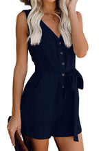 Load image into Gallery viewer, Full Size Tied V-Neck Sleeveless Romper with Pockets