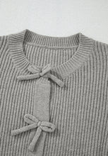 Load image into Gallery viewer, Bow Round Neck Long Sleeve Cardigan