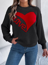 Load image into Gallery viewer, LOVE Heart Round Neck Dropped Shoulder Sweater