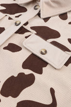 Load image into Gallery viewer, Cow Print Button Up Corduroy Shacket