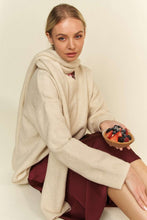 Load image into Gallery viewer, Davi &amp; Dani V-Neck Dropped Shoulder Sweater with Scarf