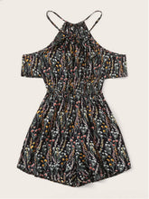 Load image into Gallery viewer, Tied Printed Short Sleeve Romper