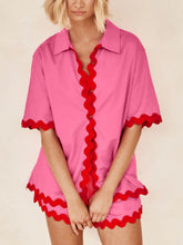 Load image into Gallery viewer, Contrast Trim Half Sleeve Top and Shorts Set