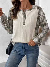 Load image into Gallery viewer, Perfee Plaid Half Button Long Sleeve T-Shirt