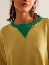 Load image into Gallery viewer, Contrast Trim Round Neck Long Sleeve Sweatshirt