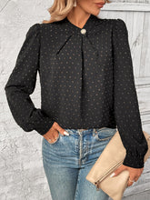 Load image into Gallery viewer, Swiss Dot Mock Neck Long Sleeve Blouse