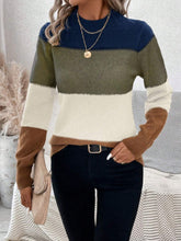 Load image into Gallery viewer, Color Block Mock Neck Long Sleeve Sweater