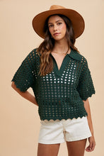 Load image into Gallery viewer, Annie Wear Openwork Johnny Collar Knit Cover Up