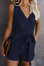 Load image into Gallery viewer, Full Size Tied V-Neck Sleeveless Romper with Pockets