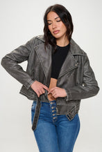Load image into Gallery viewer, Coalition LA Zip Up Biker Jacket with Belt