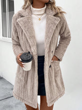 Load image into Gallery viewer, Fuzzy Button Up Long Sleeve Coat with Pockets