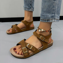 Load image into Gallery viewer, Open Toe Flat Buckle Sandals