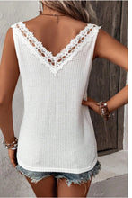 Load image into Gallery viewer, Lace Detail Textured V-Neck Tank