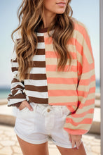 Load image into Gallery viewer, Striped Round Neck Long Sleeve Sweatshirt