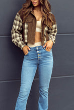 Load image into Gallery viewer, Raw Hem Plaid Cropped Hooded Jacket