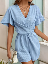 Load image into Gallery viewer, Tied V-Neck Short Sleeve Romper