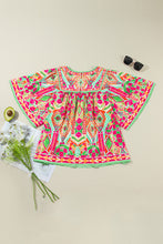 Load image into Gallery viewer, Plus Size Printed Round Neck Half Sleeve Blouse