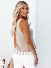 Load image into Gallery viewer, Cutout Tassel Round Neck Tank