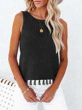 Load image into Gallery viewer, Cutout Tassel Round Neck Tank