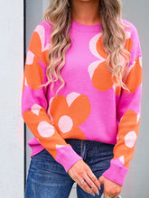 Load image into Gallery viewer, Flower Round Neck Long Sleeve Sweater