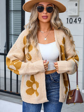 Load image into Gallery viewer, Flower Open Front Long Sleeve Cardigan