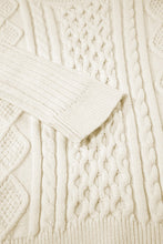 Load image into Gallery viewer, Cable-Knit Round Neck Long Sleeve Sweater
