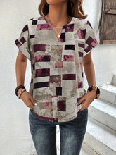 Load image into Gallery viewer, Printed Notched Short Sleeve Blouse
