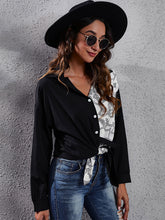 Load image into Gallery viewer, Printed Collared Neck Long Sleeve Shirt