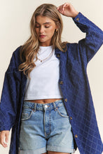 Load image into Gallery viewer, J.NNA Rhombus Stitched Button Up Denim Shacket