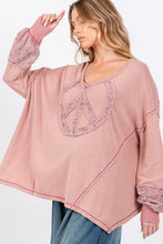 Load image into Gallery viewer, SAGE + FIG Peace Sign Mineral Wash Terry Top