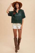 Load image into Gallery viewer, Annie Wear Openwork Johnny Collar Knit Cover Up