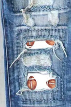 Load image into Gallery viewer, Distressed Football Straight Jeans