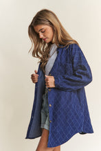 Load image into Gallery viewer, J.NNA Rhombus Stitched Button Up Denim Shacket