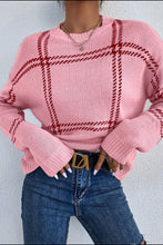 Load image into Gallery viewer, Contrast Round Neck Long Sleeve Sweater