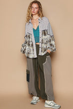 Load image into Gallery viewer, POL Balloon Sleeve Floral Color Block Plaid Shirt