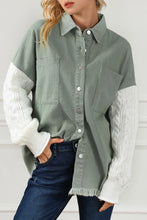 Load image into Gallery viewer, Raw Hem Collared Neck Button Up Long Sleeve Jacket