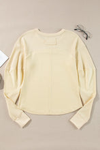 Load image into Gallery viewer, Waffle-Knit Round Neck Long Sleeve Top