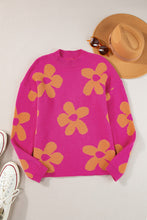 Load image into Gallery viewer, Flower Round Neck Long Sleeve Sweater